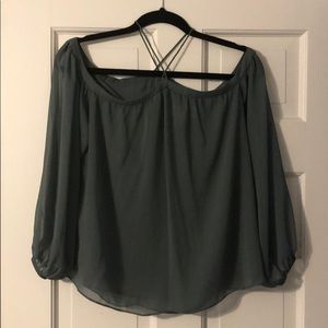 Sea foam green long sleeve chiffon top XS